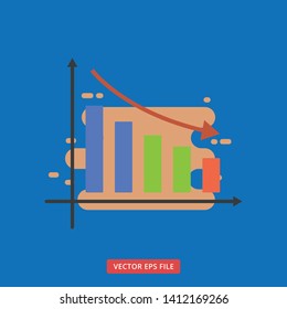 Decreasing bar chart modern flat business icon