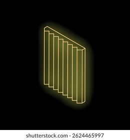 Decreasing bar graph with neon yellow lines creating a chart on a black background, representing negative financial performance
