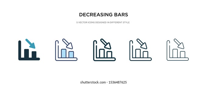 decreasing bars chart icon in different style vector illustration. two colored and black decreasing bars chart vector icons designed in filled, outline, line and stroke style can be used for web,