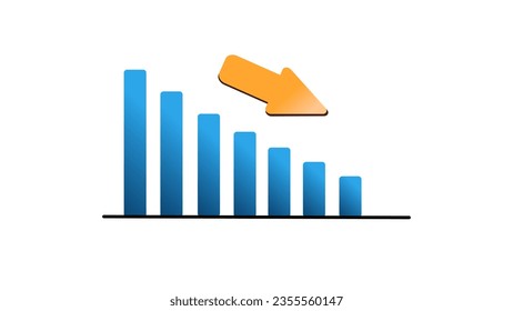
Decreasing business decline graphic with arrows, EPS vector for icons, presentations, editing, etc.