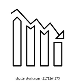 decreasing chart editable stroke icon, pixel perfect icon