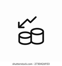 decreasing coin value icon sign vector