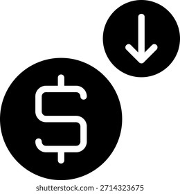 Vector de ilustración de icono de glifo decreciente