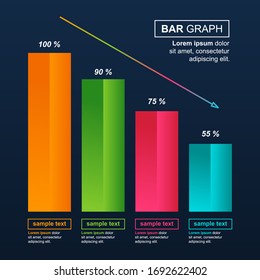 Decreasing Graph Bar Chart Economic Pressure Financial Problem Statistical Infographic