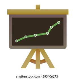 Decreasing graph drawing on blackboard. Flat vector illustration