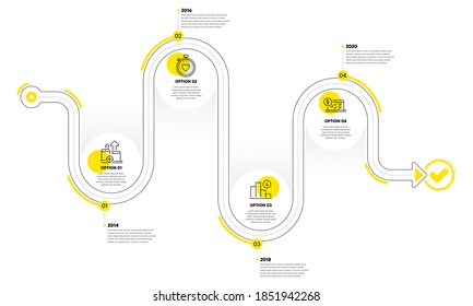 Decreasing graph, Heartbeat timer and Online accounting line icons set. Timeline plan infograph. Seo devices sign. Crisis chart, Love stopwatch, Web audit. Mobile stats. Technology set. Vector
