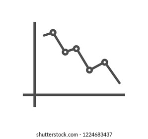 Decreasing graph icon . Vector
