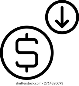 Vector de ilustración de icono de línea decreciente
