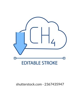 Decreasing methane emissions RGB color icon. Impact on climate change. Cutting greenhouse gases leaks. Isolated vector illustration. Simple filled line drawing. Editable stroke. Arial font used