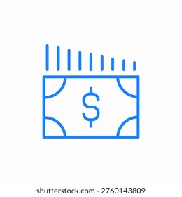 decreasing money icon sign vector