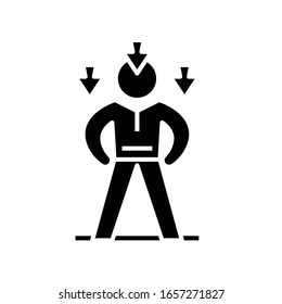 Decreasing potential black icon, concept illustration, vector flat symbol, glyph sign.