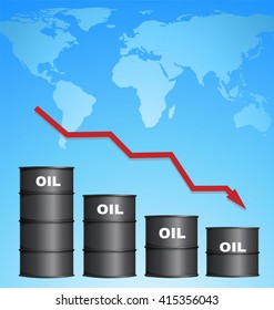Decreasing Price of Oil With World Map Background, Credit Map by NASA