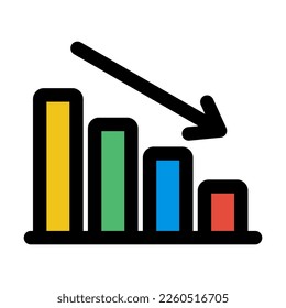 Decreasing stats icon line isolated on white background. Black flat thin icon on modern outline style. Linear symbol and editable stroke. Simple and pixel perfect stroke vector illustration.
