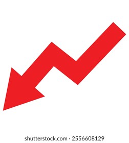 Decreasing stock icon. Graph decrease. Arrow pointing down on graph. Vector illustration.