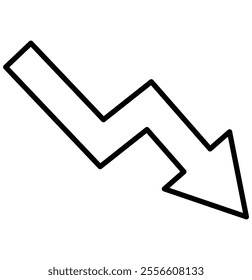 Decreasing stock icon. Graph decrease. Arrow pointing down on graph. Vector illustration.
