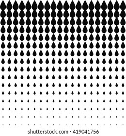 Decreasing vertical droplet halftone effect on white, in vector for print or design