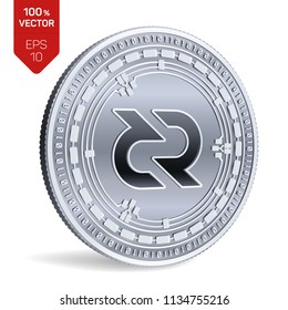 Decred. 3D isometric Physical coin. Digital currency. Cryptocurrency. Silver coin with Decred symbol isolated on white background. Vector illustration.