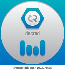 Decred. Crypto currency sign emblem monochrome  with a bar graph. Use for logos, icon, print products, page, design web site and mobile app. Vector illustration.