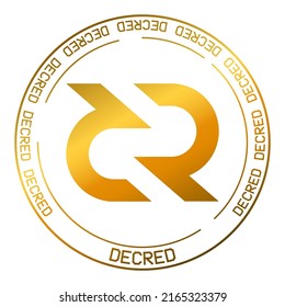 Decred DCR autonomous digital currency symbol. Blockchain flat golden logo on white background vector illustration.