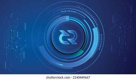 Cifrado digital de la moneda de la cadena de bloques Decred (DCR), intercambio virtual de dinero. Modelo de diseño de banner y fondo de ilustración de vector de red global de tecnología. Futurista negociación web