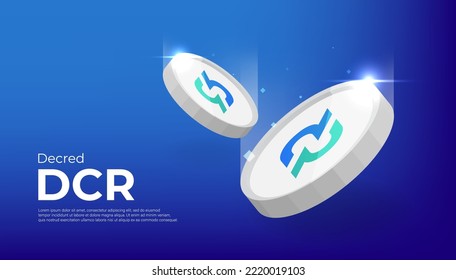 Decred (DCR) coin cryptocurrency concept banner background.