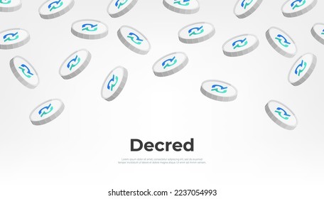 Decred (DCR) coin falling from the sky. DCR cryptocurrency concept banner background.