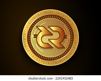 Decred (DCR) crypto currency symbol and logo on gold coin. Virtual money concept token based on blockchain technology. 