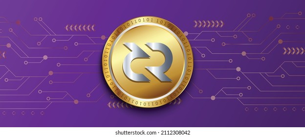 Banner de ilustración vectorial de la tecnología de la moneda criptográfica de DCR Decorado. Puede utilizarse como fondo, fondo, cartel, portada y plantilla de diseño de impresión.