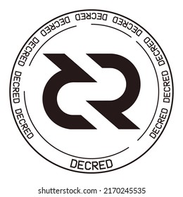 Logotipo de dinero criptomonetario de DCR declarado. Símbolo criptodivisa vectorial. Logo de la moneda de Blockchain en la ilustración de fondo blanco
