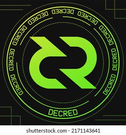 Decred DCR vector symbol with cryptocurrency themed background design. Blockchain currency modern banner. Vector illustration