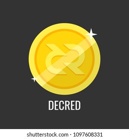 Decred gold coin icon. Sign payment symbol. Crypto currency, virtual electronik, internet money. Vector illustration.