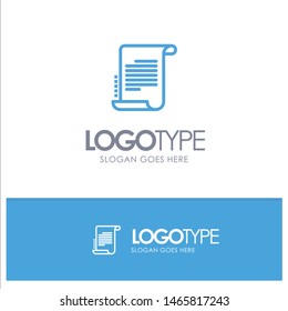 Decree, Novel, Scenario, Screenplay Blue outLine Logo with place for tagline. Vector Icon Template background