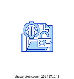 Decryption Key Line Icon. linear style sign for mobile concept and web design. Outline vector icon.