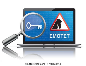 Decryption for the notebook infected with a malware. Eps 10 vector file.