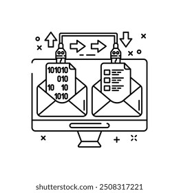 Icono de esquema de descifrado, Ilustración vectorial