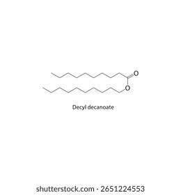 Decanoato de decilo, estrutura esquelética. Ilustração esquemática do composto de ésteres. Diagrama simples, fórmula química.