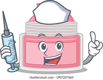 A dedicate body srub nurse mascot design with a syringe. Vector illustration