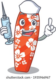 Un equipo de enfermeras de Surfboard dedicado con una jeringa. Ilustración del vector