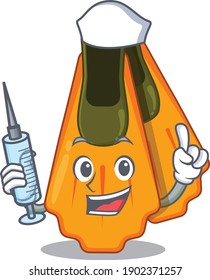 A dedicate swim fins nurse mascot design with a syringe