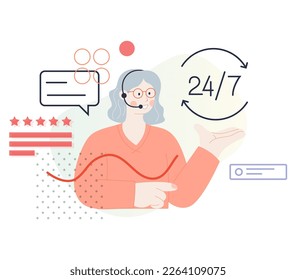 Dedicated - 24 X 7 Customer Service and Technical Support Executives - Illustration as EPS 10 File