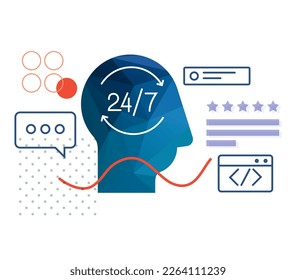 Dedicated - 24 X 7 Customer Service and Technical Support Executives - Illustration as EPS 10 File
