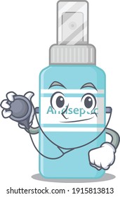 A dedicated antiseptic doctor caricature design working with tools