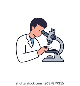 Dedicated Biologist Examining Samples with Microscope White Background Scientific Research
