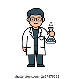 Dedicated Chemist Experimenting with Test Tube White Background Scientific Innovation