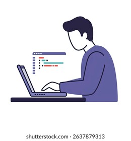 Dedicated Computer Scientist Developing Software with Laptop White Background Cyber Research