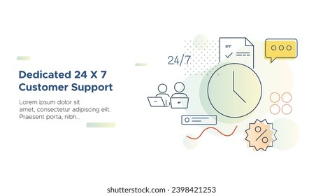 Dedicated Customer Support - 24X7 Banner - Stock Illustration as EPS10 File