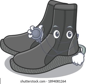 A dedicated dive booties doctor caricature design working with tools