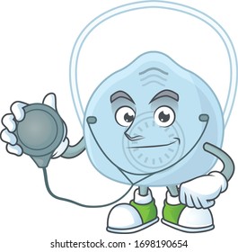 A dedicated Doctor breathing mask Cartoon character with stethoscope