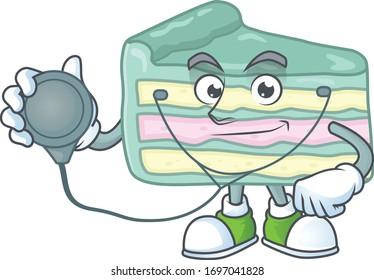 A dedicated Doctor vanilla slice cake Cartoon character with stethoscope