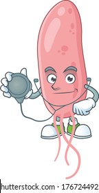 A dedicated Doctor vibrio cholerae Cartoon character with stethoscope. Vector illustration